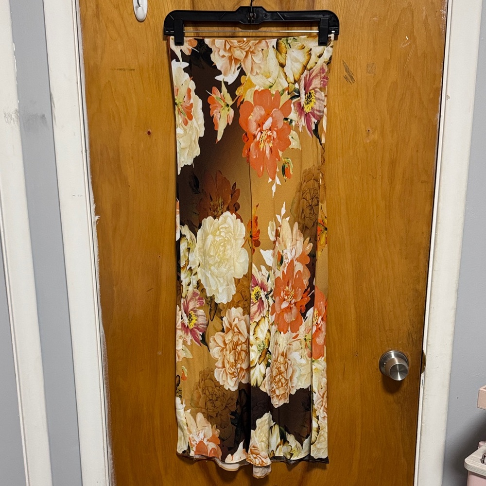 Favorite Daughter Floral Maxi Skirt in Brown, Orange and Cream